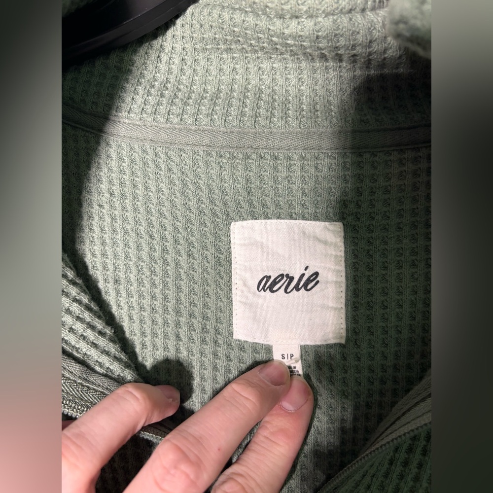 Aerie Waffle Knit 1/4 Zip Oversized Pullover Size Small - Picture 2 of 4